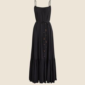 J crew Caspia Dress In Crepe De Chine Black Maxi Medium New